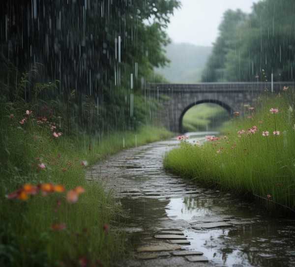 细雨诗意，雨中画卷如诗如画